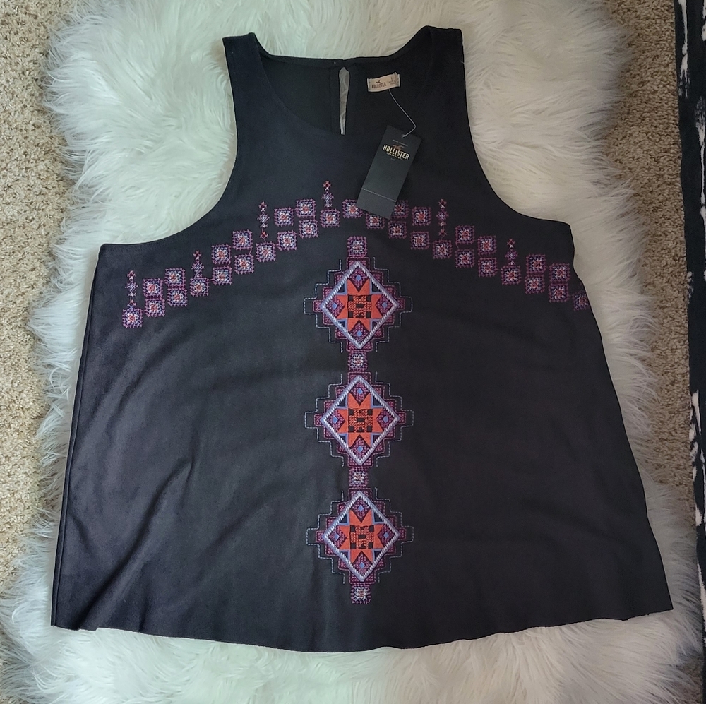 Suede Embroidered Tank Top - Picture 1 of 7